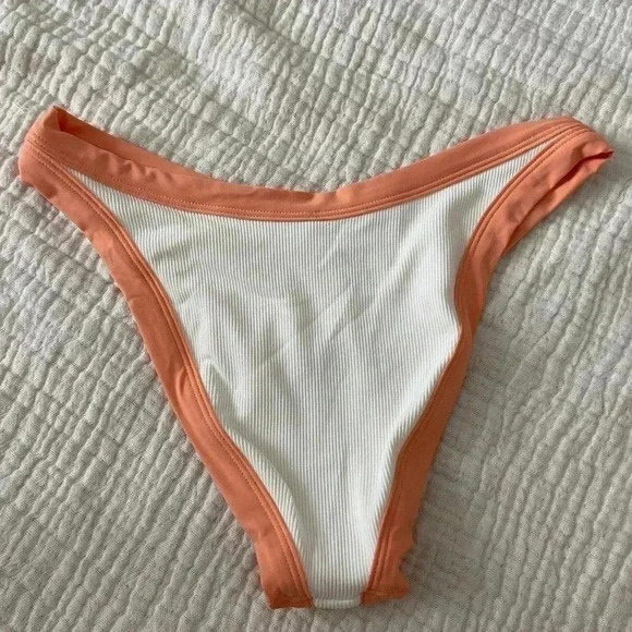 NWOT L*space two toned rib foley bottoms orange/ white size M - Picture 2 of 3
